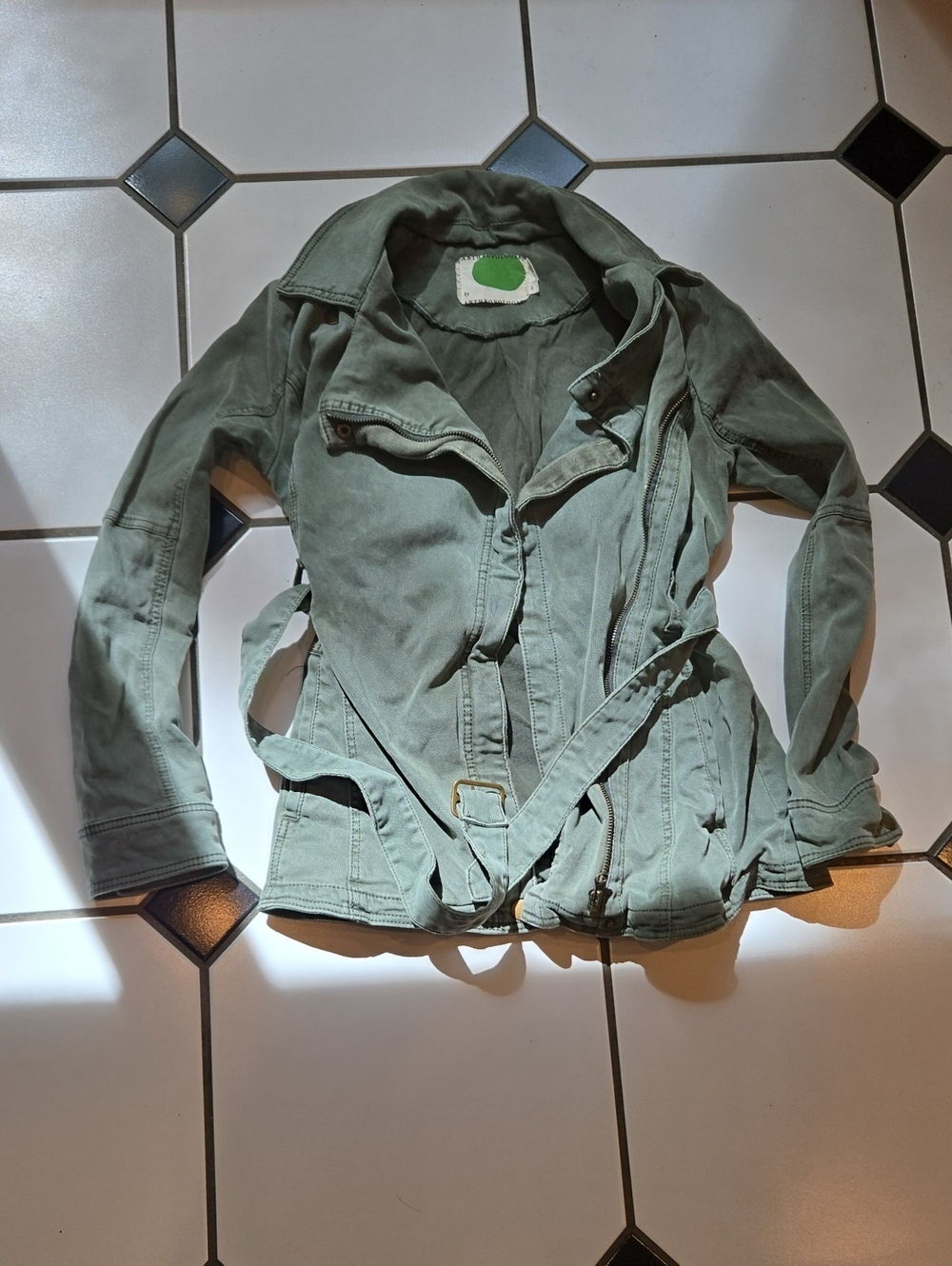 Anthropologie Light Green Utility Belted Women's Jacket